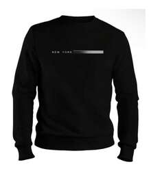 Crew Neck Sweatshirt With Minimalist New York Print, Basic And Modern, New Release. - 黑色圓領衫 紐約 - 查看 8