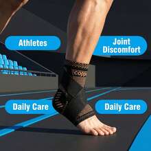 1pc Adjustable Copper Ankle Joint Compression Sleeve, With Fixed Strap Ankle And Heel Support Brace, Unisex For Basketball, Football, Climbing And Other Sports - Multicolor - View 2