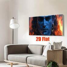 2D Plano, 1 Pieza Lienzo Moderno Abstracto Sin Marco - Retrato de Mujer de Ojos Azules con Cabello y Rostro Blanco - Estilo Maquillaje, Póster de Arte en y Azul para Sala, Dormitorio, Oficina - Decoración o Regalo para Exteriores, 2D Plano - Sin marco - Ver 2