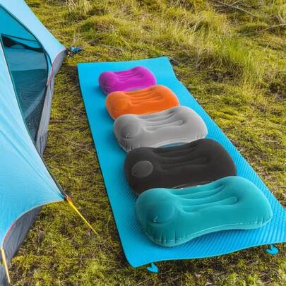 1pc Multifunctional Inflatable Pillow, Portable Neck Pillow, One-Button Inflation, Compact Air Pillow, Ideal For Beach, Office, Home, Travel - Foldable Portable Press-Type Neck Pillow, Comfortable For Napping, Camping, Hiking, Outdoor Travel, Business Trip, Hotel, Beach Supplies, Travel Supplies, Household Items, Home Supplies, Bedding