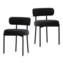 DYHOME  2er-Set Esszimmerstühle mit Rückenlehne, moderne Esszimmerstühle mit schwarzem Metallgestell, geeignet für Küche und Esszimmer - Schwarz - Übersicht 6