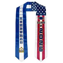 Graduation  2026 Unisex Graduation Sash Class Of 2026 Graduate S Gift Premium Graduation  For International Graduates-6.45"Width X 70.8"Length - Honduras & American - View 1