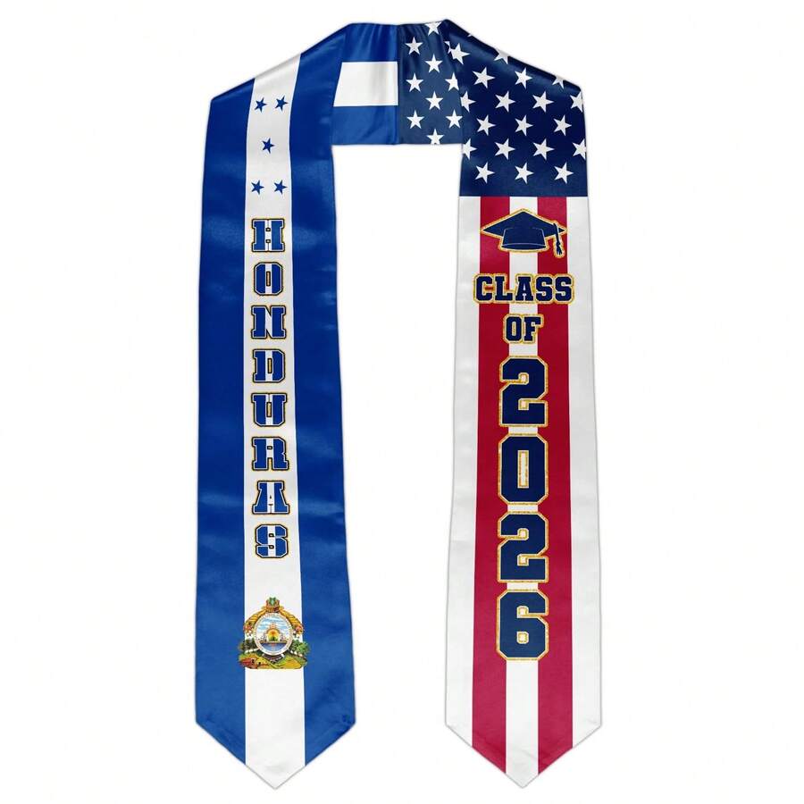 Graduation 2026 Unisex Graduation Sash Class Of 2026 Graduate S Gift Premium Graduation For International Graduates-6.45"Width X 70.8"Length - Honduras & American - View 1