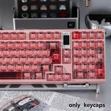 Teclas de teclado mecánico de 157 teclas, de material de PC, altura de teclas Cherry, compatibles con 61/64/68/84/87/98/100/104/108, de ágata rosa transparente - Ver 7