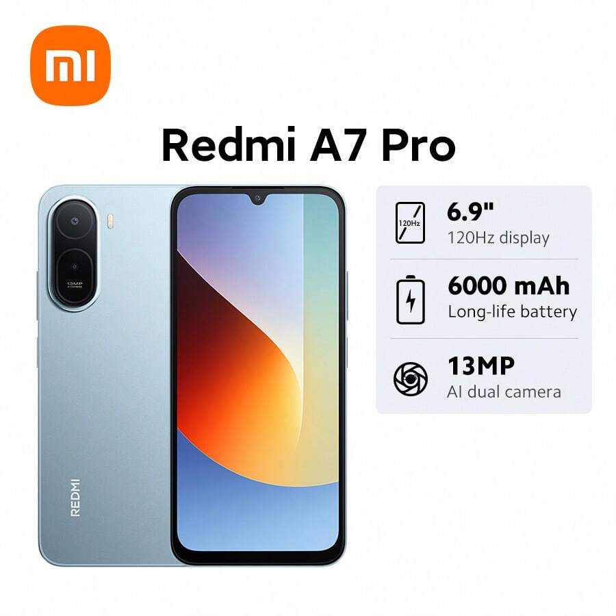 Xiaomi REDMI A7 Pro 全球版智慧型手機 Xiaomi HyperOS 3 沉浸式 6.9 吋螢幕 120Hz 高更新率 2.0 濕觸控技術 6000mAh 大容量長效電池 強大八核處理器 簡約精緻設計 13MP AI 雙鏡頭 側邊指紋辨識 AI 面部解鎖 雙 SIM 雙待 + MicroSD 3.5mm 耳機孔 200% 音量增強 - 藍色 - 查看 1