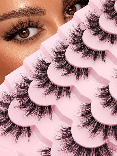 Asiteo 7 Pairs Fluffy Curl False -Reusable Eyelashes ,Manga Lashes, False Eyelashes Natural Long-Lasting,Clearly Enlarge Both Eyes, Comfortable To Wear , For Daily Wear And Travel And Gifts And Party And Wedding And Commuting.Suitable For Beginners And Performance And Music Festival.Lash Tech Supplies.Mother's Day Gift.