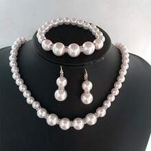 4pcs/Set Faux Pearl Necklace Jewelry Set For Women - Gold - View 3