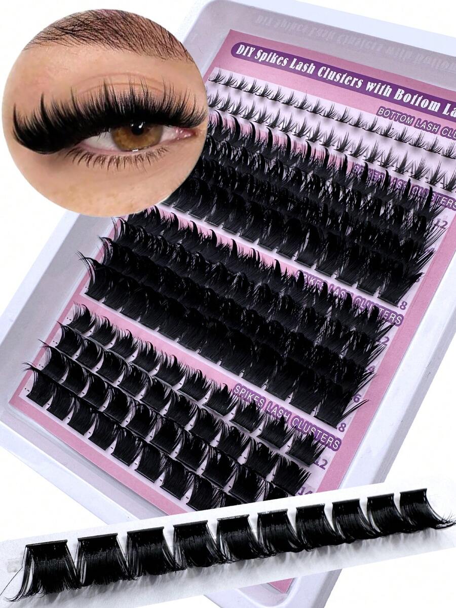 4 em 1 Agrupamentos de Cílios Fofos, Base 160D/200D/300D e Agrupamentos de Cílios Espinhosos, 180 Unidades de Cílios Espinhosos Individuais Grossos de 10-18mm Super Volumosos Cílios Postiços, Kit de Extensão de Cílios Volume Russo 3D DIY Fada/Desenho Animado Cílios, Design Único de Agrupamento Espinhoso Semelhante a Vison, Adequado para Maquiagem Diária e Cosplay, Reutilizável - D - Visão 1