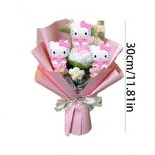 SANRIO 三丽鸥玫瑰花束，Hello Kitty钩针编织母亲节花束，Hello Kitty仿真玫瑰花束，仿真花装饰，浪漫情人节花束，婚礼伴娘礼物，毕业/返校装饰，户外道具 - 彩色 - 查看 11