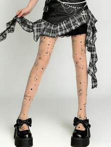 1 đôi quần tất nữ mùa xuân hè in hình chòm sao, chất liệu xuyên thấu phong cách Gothic Y2K, thích hợp cho tiệc tùng, câu lạc bộ và mặc hàng ngày. - Nhiều màu - Xem 6