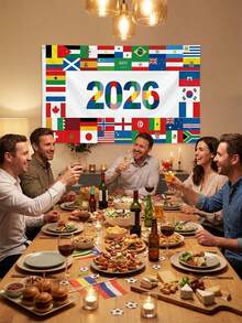 1 件 2026 年世界杯各国国旗横幅，足球派对装饰背景，包含多个国家的国旗，适合体育迷游戏之夜、观赛派对、室内外装饰。 - A - 查看 8