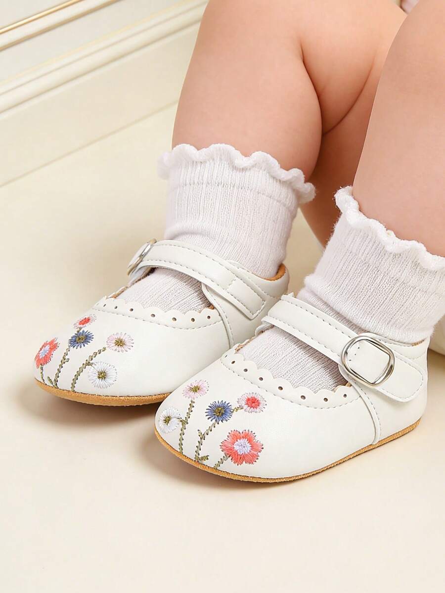 Giày búp bê Mary Jane cho bé gái sơ sinh, đế mềm chống trơn trượt, thích hợp làm giày công chúa dự tiệc cưới.