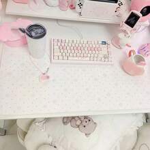 Cute Pink Polka Dot Pu Leather Mousepad Office Desk Mat Mouse Pad Computer Speed Type Carpet Mat Player Laptop Keyboard Cartoon WBVR - 查看 2