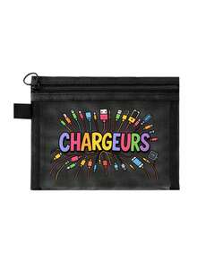 网状拉链收纳袋，印有“Chargeurs”字母图案，多功能便携收纳袋，数码产品收纳袋，化妆包，护肤品收纳袋，旅行洗漱包，宿舍用品，婚礼新娘礼物，母亲节礼物，生日礼物，朋友和老师礼物，浴室收纳，珠宝收纳，口红和化妆品收纳袋，度假旅行必备品，教师节礼物，户外露营必备品 - 彩色 - 查看 15