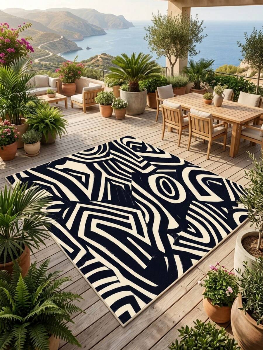 1pc Asymmetrical Geometric Abstract Art Rug/Carpet/Area Rug/Doormat, Nordic Modern Luxury Style, Suitable For Entryway, Balcony, Hallway, Outdoor, Patio, Living Room, Soft And Machine Washable, Home Decor