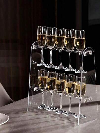1 pieza = 1 juego / 3 piezas = 1 juego Soporte de copa de vino de torre de champán exquisito y hermoso de acrílico transparente, estilo ordenado, adecuado para fiestas, bodas, Navidad