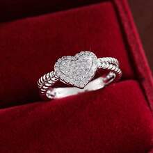 1枚心形人造锆石女士时尚戒指，母亲节礼物 - 彩色 - 查看 4