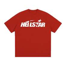 Men's Soft Breathable 100% Cotton Graphic Tee Flame Star Print Casual Streetwear For Everyday Wear Summer 2026 - 紅色 - 查看 2