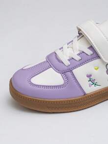 1 Pasang Sepatu Sneakers Kasual Bordir, Sepatu Modis dan Serbaguna untuk Anak Perempuan - Purple - View 7