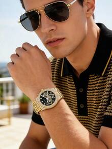 Guess Men's Multifunctional Watch, Stainless Steel, Unique Design, Pointer Watch, Looks Handsome And Versatile, Business Casual Style, Suitable For Daily Wear, As A Gift For Her And Him, Father's Day, Anniversaries.GW0455G2 - Black - View 3