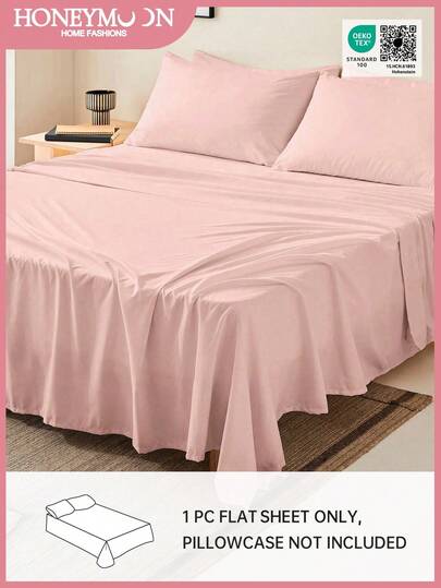 1pc Ultra Soft Solid Color Bed Sheet, Lightweight And Airy, Deep Pocket Design, Suitable For Single, Double, Queen, King Size Beds - Essential For Home And Dorm, Light Pink
