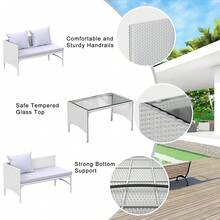 GartistGo 3 Pieces Outdoor Patio Furniture Set, Wicker Rattan Patio Seating Sofas With Coffee Table And Cushions - Grey - View 7