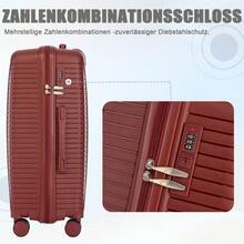 20"/24"/28" 3-Piece PP Spinner Luggage Set – Sizes With Side Handles, Hanging Hooks & Protective Feet – Integrated Combination Lock - Merah - View 6