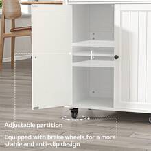 Rolling Mobile Kitchen Island Cart With Drawer Cabinet Spice Towel Rack With Wheels & Adjustable Shelves - White - View 7