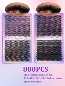 800片装单根假睫毛套装，大容量，8-16毫米混合长度，适合初学者在家DIY嫁接睫毛，睫毛簇，单根假睫毛，假睫毛，假睫毛 - 查看 11