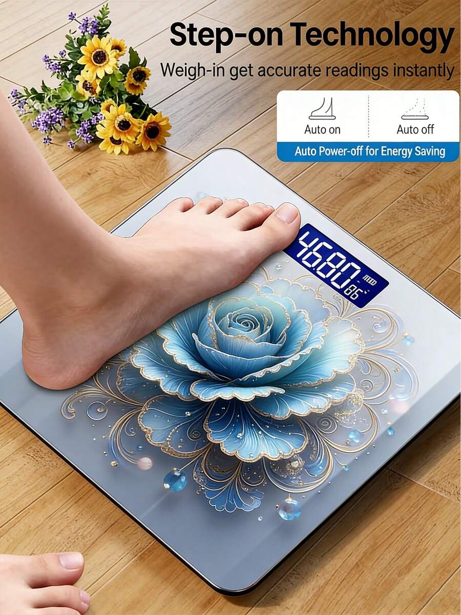1pc Decorative 2D Digital Bathroom Scale With LED Display, Suitable For Gym And Yoga Studio Use, Long-Lasting For Bathroom, Great Partner For Fitness And Sports Enthusiasts. Requires AAA Batteries (Not Included)
