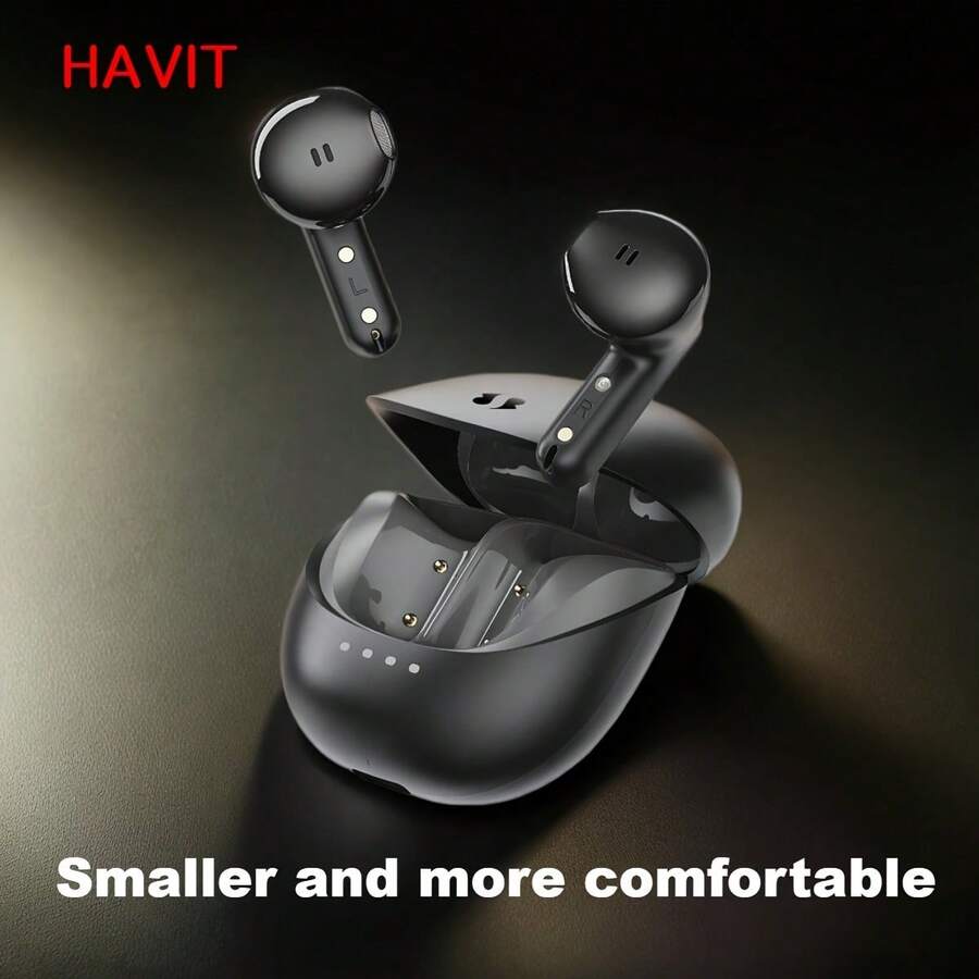 HAVIT Smaller Earbuds, More Comfortable, Al Call Noise Cancelling, Wireless 5.4, 10mm Dynamic Units, Powerful Stereo Sound, For Sports, Android, IOS. - 查看 1