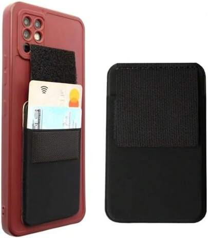 Stretchy Cellphone Cardholder With  Patch, Stick On Back Of Phone Card Holder, Black Adhesive Mobile Phone Cardholder For Phone Case, Universal For All Smartphones, Secure Phone Back Card Pouch