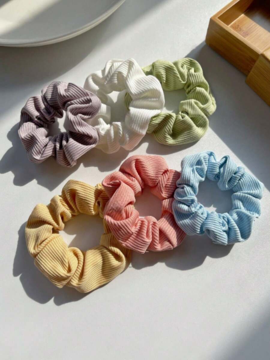 1 pièce Chouchou tricoté de couleur unie minimaliste, Porte-queue de cheval, Élastiques à cheveux, Bandes en caoutchouc pour cheveux, Corde à cheveux, Voyage, Anniversaire - Multicolore - Voir 1