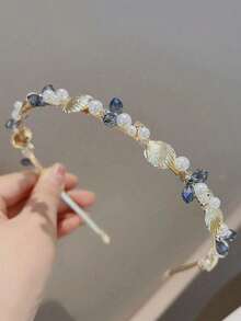 1 chiếc băng đô hoa đính ngọc trai và đá quý - Nhiều màu - Xem 3