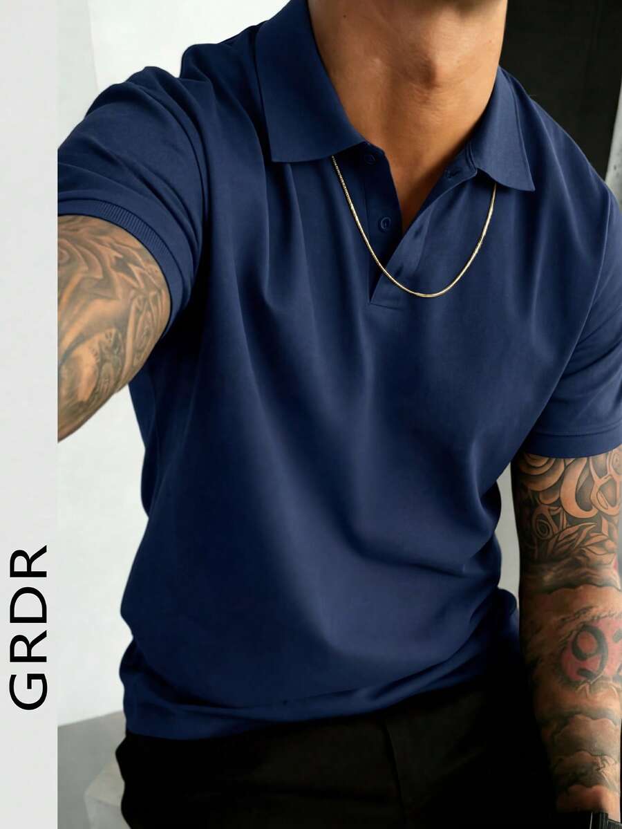 GRDR 1件男士休闲百搭纯色短袖Polo衫