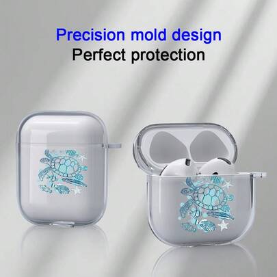 这款蓝牙耳机保护壳以海龟为中心，饰有极具辨识度的海洋生物图案，增强了层次感设计，适用于 4/3/2/Pro 2/Pro，时尚又实用，是情人节、新月、开斋节、复活节的理想礼物，采用 TPU 材质制成。