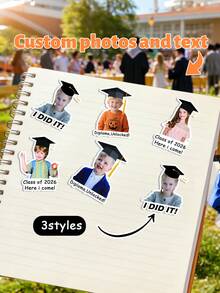 4/8/16pcs Customized Kindergarten Graduation Face Stickers - Personalized Kindergarten Graduation Face Stickers, 3 Styles Available | Cute Children's Graduation Gift | Graduation Party Decoration And Photo Album Stickers - Multicolor - View 3