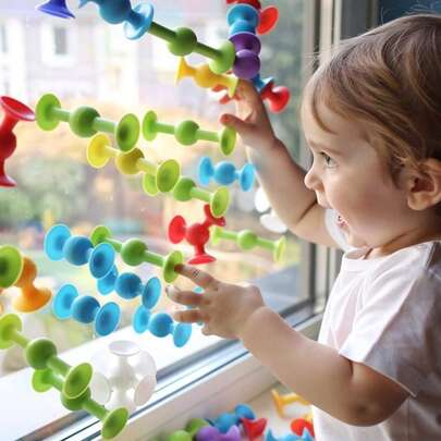 28Pcs Silicone Suction Cup Toys For Kids, Montessori Sensory Building Blocks, Colorful Stress Relief Sucker Toys For Toddlers Bath Window Car Gifts