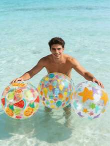 Bộ 1/3 quả bóng hơi in hình động vật và trái cây, thích hợp cho bãi biển, tiệc ngoài trời, trò chơi bãi biển, trò chơi dưới nước, chất liệu PVC, trò chơi vui nhộn ngoài trời, kiểu ngẫu nhiên. - Bóng bãi biển - Xem 7