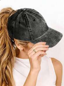 1pc Women's Vintage Soft Crown Distressed Baseball Cap, Classic Versatile Snapback Hat, Sun Protection Casual Outdoor Wear,Summer,Beach - 1Pc - View 1