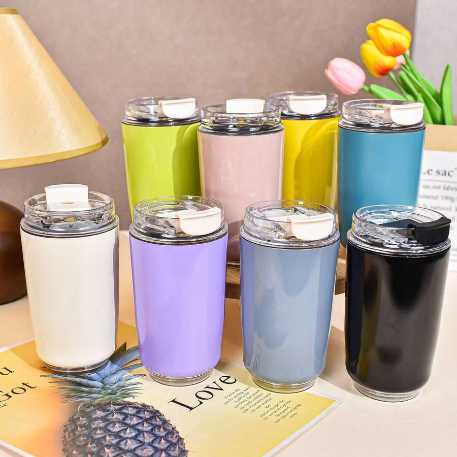 240ml Stainless Steel Mug, Hot & Cold Dual-Use Travel Coffee Cup - Multicolor - View 1