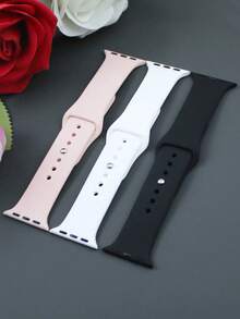 Set de 3 piezas de correas de reloj compatibles con para hombres y mujeres, juego de 3 colores combinados, sencillo, cómodo, suave, impermeable, con hebilla invisible, correa de silicona deportiva compatible con Apple Watch Series 10/Ultra/9/8/7/6/SE/5/4/3, correa de reloj de moda compatible con 38/40/41/42/44/45/49/46mm, fácil de reemplazar la correa del reloj - Multicolor - Ver 4