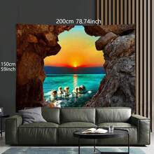 1 pièce Tapisserie paysage marin de grotte naturelle, tapisserie murale paysage de grotte de mer élégante, tapisserie scène de grotte de plage tropicale, convient pour le salon, la chambre, le dortoir, impression haute définition, couleurs vives, tapisserie polyvalente pour la décoration murale, la décoration de plafond, la housse de canapé, la nappe, le tapis de plage, un cadeau décoratif thème nature pour la famille et les amis - C - Voir 10