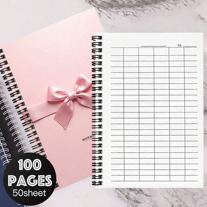 1 Stück süßes rosa Schleifen-Dekor A5 vielseitiges Gitternotizbuch, praktisch für Arbeit & Studium! Kann für Anwesenheitserfassung, Buchhaltung, Bestandsverwaltung, Geschäftsbesprechungsnotizen verwendet werden, 100 Seiten/50 Blatt, um verschiedene Aufzeichnungsbedürfnisse zu erfüllen!