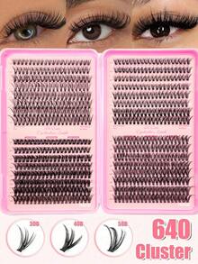 640 Clusters D Curl Cluster Lashes, 30D/40D/50D Mixed Combination Lash Set. - View 1