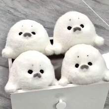 1pc Cute Gray Seal Plush Doll, Soft Stuffed Animal Doll, Desk Decor, Home Decor, Car Decor, Stress Relief Doll, Holiday Gift - Multicolor - View 4