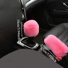 2 piezas Funda de freno de mano y funda de perilla de palanca de cambios de peluche, piel sintética suave, apta para transmisión manual, accesorios universales para automóvil - Unitalla - Ver 7