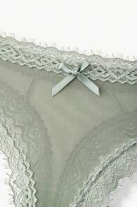 Bisouelle 3 条装对比色蕾丝蝴蝶结内裤性感内衣 - 彩色 - 查看 3