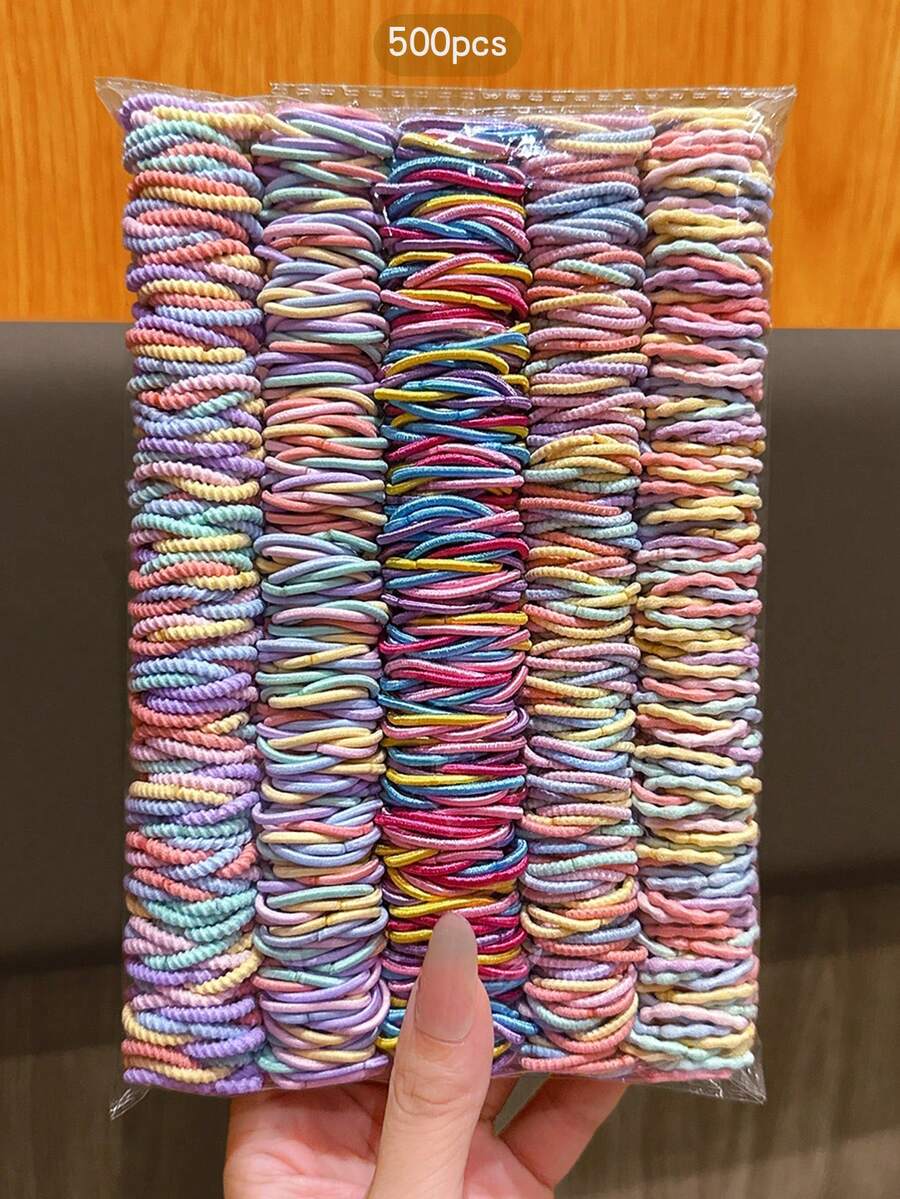 500pcs Colorful Elastic Hair Ties, Durable Hair Accessories For Daily Use