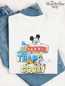 Disney 1PC Licensed Short-Sleeve Printed T-Shirt, Cartoon Mickey Mouse And Donald Duck Pattern Short-Sleeve Printed T-Shirt, Perfect For Family Trips And Vacations. This Is A New Short-Sleeve T-Shirt For 2026, An Ideal Choice For Mother's Day, Suitable For Both Men And Women. Made Of High-Quality Pure Cotton, Comfortable And Breathable All Year Round. The Exquisite Design Makes It The First Choice For Gifts. - 白色的- - 查看 2